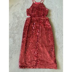 Donna Morgan‎ Maggie Sequin Maxi Dress Formal Party Cocktail Cutout Coral 4